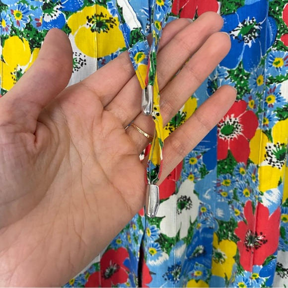 VTG 70s Peter Popovitch Floral skirt Size S 27” Waist Button A Line Tie Waist - Picture 4 of 12